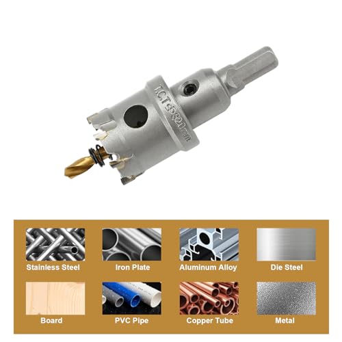 1-3/16'' TCT Hole Saw Kit Tungsten Carbide Tipped Hole Saw Drill Bit with Titanium-Plated Pilot Drill bit for Metal, Stainless Steel, Iron (32MM) - size: 32MM | 1-3/16''
