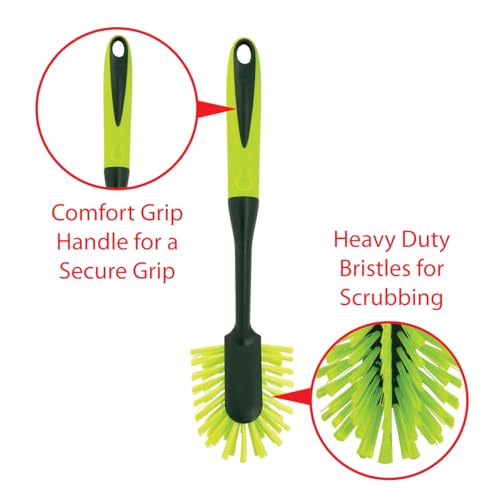 Pine-Sol Scrub Brush Set - Long Handle Cleaning Brushes with Heavy Duty Bristles and Comfort Grip - Scrubbers for Kitchen, Household, and Dishwashing, 2 Pieces - size: 2 Piece Set