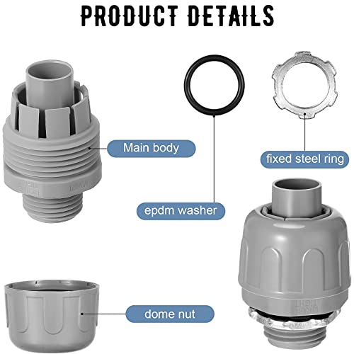 Maitys 30 Pcs 1/2 Inch Liquid Tight Connector Straight 180 Degree
