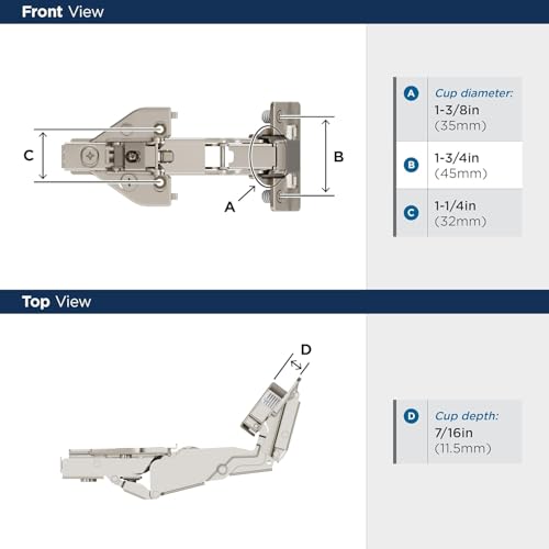 Amerock 1 Pair 165 Degree Full Overlay Lazy Susan Self-Close Cabinet Hinge - size: 165 Degree Face Frame, style: Self-Close