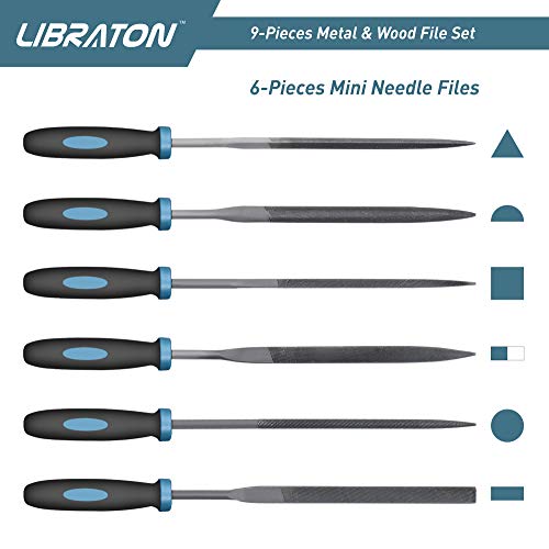 LIBRATON Metal Files 9PCs, File Set for Metal, Needle Files, Files Rasps - style: Metal File-9PCS