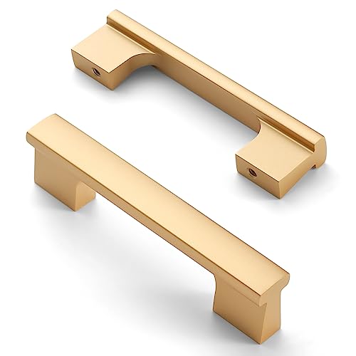 Asidrama 10 Pack 3 Inch(76mm) Brushed Gold Cabinet Pulls Kitchen Cabinet Handles Gold Cabinet Pulls Cabinet Hardware for Cupboard Drawer - color: Gold, size: 3" Hole Center(76mm)