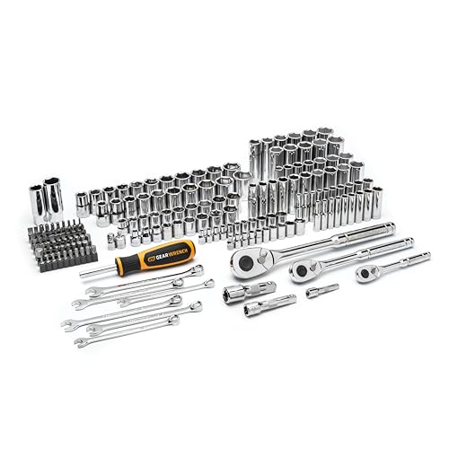 GEARWRENCH 185 Piece 1/4”, 3/8” & 1/2" Drive 72-Tooth SAE/Metric Mechanics Hand Tool Set - size: 185 Piece, style: SAE/Metric