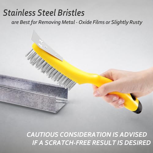 Stainless Steel Wire Brush 2 Pcs with Metal Scraper, Welding Slag Removal