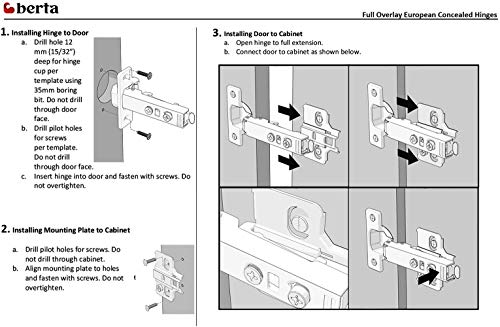 4-Pack Full Overlay Frameless Soft-Close European Hinges - size: 4 Pieces