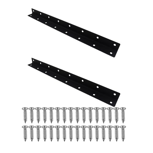Long L Bracket,ULIFESTAR Black Corner Brace Brackets,Stainless Steel Corner Brackets,Heavy Duty Shelf Bracket,Metal Right Angle Bracket for Wood,375*27mm/14.76*1.06''2 PCS - size: 375*27mm/14.76*1.06''
