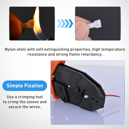 Nilight 300PCS CE5 Closed End Crimp Terminal 12-10 Gauge Nylon Insulated - color: 300PCS 12-10# Terminals