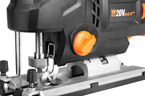 WEN Cordless Jigsaw, Brushless with Auto-Speed, 20V Max 4.0Ah Lithium Ion Battery, and Charger (20670) - size: Handheld, style: Brushless Auto-Speed