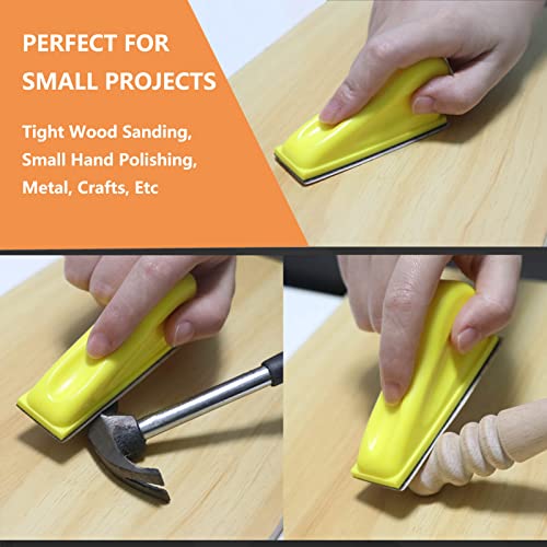 70 Sheets Micro Detail Sander Paper Kit with 3.5”x 1”Hand Sanding Block - style: Yellow 80-600 Grit