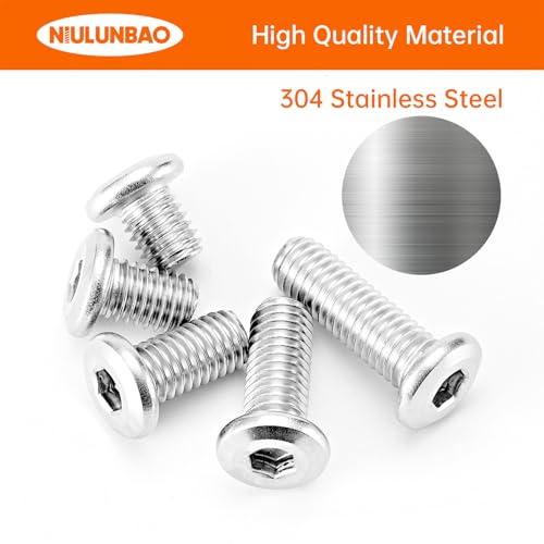 M8 x 10mm 12mm 16mm 20mm 25mm Flat Round Head Hex Socket Cap Screws Bolts, Furniture Screws, 304 Stainless Steel, Allen Hex Drive, Metric Fully Threaded, Bright Finish, Assortment Kit 50PCS - size: M8 x 10/12/16/20/25mm (50PCS)
