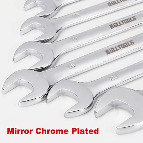 BULLTOOLS 32-Piece Combination Wrench Set, SAE and Metric 1/4"-1" & 7mm-22mm Wrenches Chrome Vanadium Steel Box End and Open End Standard Wrench Set with Case