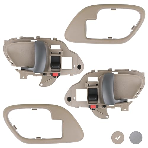 APPERFiT Interior Door Handle w/Bezel Kit (Tan) Compatible with 1995-2002 Chevy Chevrolet GMC Truck C1500 C2500 C3500 K1500 K2500 K3500 Suburban Tahoe Yukon 15708051 15708052 - color: Tan