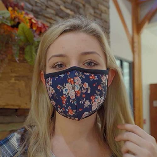 Cloth Face Mask for Women, Men - Reusable Fabric Masks with Nose Wire - color: Pack 3 Floral