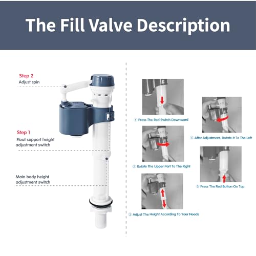 Universal 3-Inch Toilet Flush Valve Repair Kit for 2-Piece Toilets - Upgraded Version, Includes Flush Valve, Adjustable Fill Valve, Gaskets, Bolts