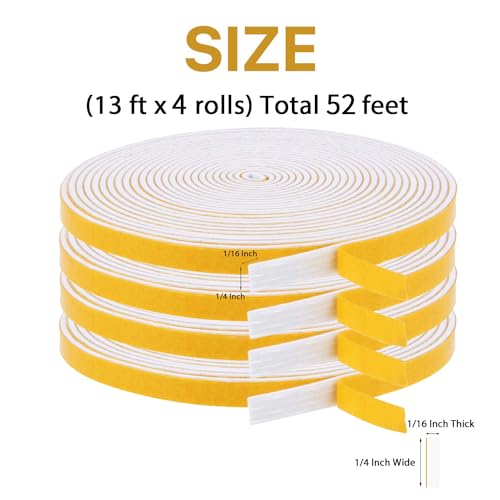 Ultra Thin Weather Stripping 1/4in Wide X 1/16in Thick 4 Rolls - size: 1/4"(W) x 1/16"(T) x 52'(L)