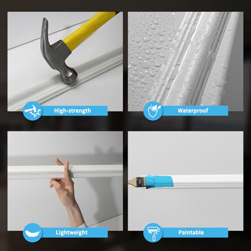 Art3d Pre-Cut Wall Molding Set, Ready-to-Assemble Panels, 3 Top 3 Bottom - color: White: Style 2