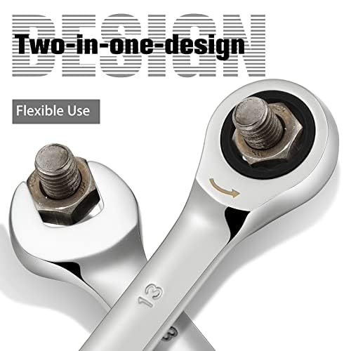 SORAKO Ratcheting Combination Wrench Industrial Grade Cr-V Steel Gear (A-13mm Metric) - style: 1-13mm Metric