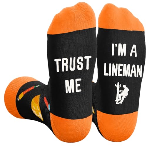 HAPPYPOP Funny Gifts for Women Men - Mechanic Graphic Designer Bus Driver Plumber Sock - color: Trust Me I'm a Lineman