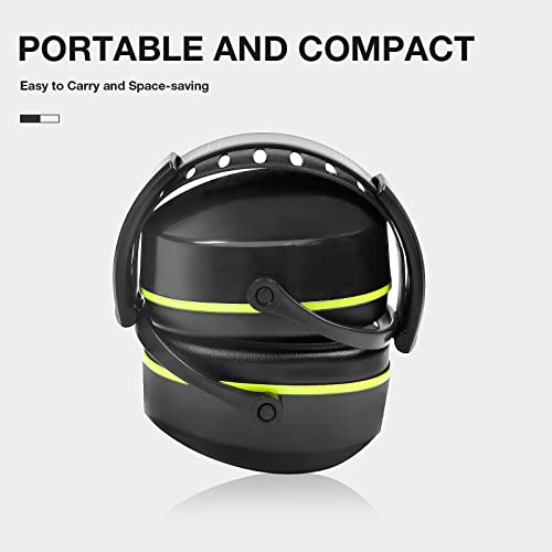 LYSIAN 31dB Hearing Protection Earmuffs, Foldable Adjustable Safety Ear Muffs for Shooting, Construction, Lawn Mowing, Adults - color: Yellow Black