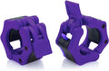 Olympic Barbell Clamps Collars Quick Release Pair Weight Clips for 2 inch Barbell PURPLE - color: Purple, size: Olympic 2"