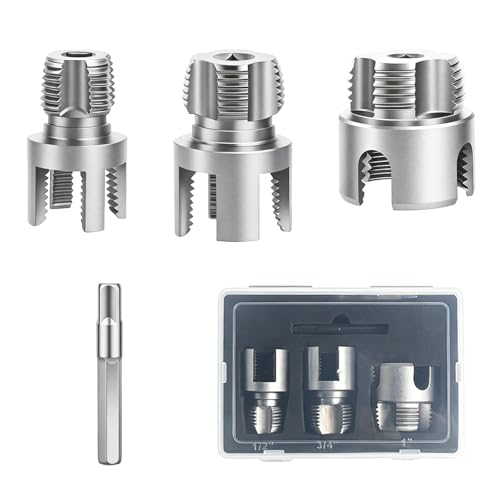 PVC Pipe Threader Kit, Threading Tool, PVC Plumbing Tools,Pipe Tapping Tool - size: 1/2+3/4+1