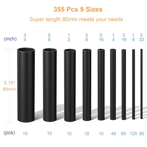 355pcs Heat Shrink Tubing Kit Electrical Wire Connector with 1000W Heat Gun - size: 355pcs with Heat Gun
