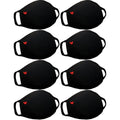 Black Dust Face Mask - All Cotton - Reusable Cloth Comfy Fabric Mask | for Adults Women Outdoor Sport Travel, Washable Breathable Half Face Cloth Mouth Masks with Earloop - color: Pack 8 Heart Without Nose Wire