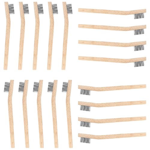 Wood Handle Wire Scratch Brush Sets (18, 18Pack-7.8in Stainless Steel Small Wire Scratch Brushes with Beech Wood Handle) ﻿