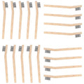 Wood Handle Wire Scratch Brush Sets (18, 18Pack-7.8in Stainless Steel Small Wire Scratch Brushes with Beech Wood Handle) ﻿
