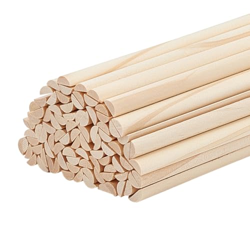 OLYCRAFT 100Pcs 13.8x0.3 Inch Half Round Wood dowels 3.5mm Wooden Dowel Rods Unfinished Wood Craft Sticks Half Round Craft Sticks Arch Wooden Dowel Rods for Braiding Tapestry DIY Crafts Building Model - size: 13.8 Inch