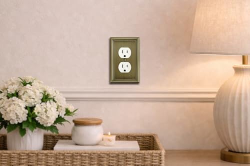 OKAWYC Single Duplex Outlet Light Switch Cover Luca Metal Wall Plate, 4-Pack Antique Brass 1 Gang, for Receptacle Light Switch, Switch Cover Decorative Wallplate covers, Durable - size: 1 Duplex