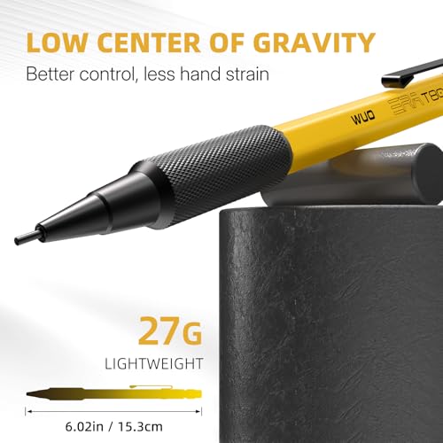 WUO 1.3mm Mechanical Pencil Set, 3 Pack Metal Mechanical Carpenter Pencils - color: Yellow