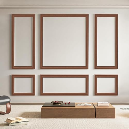 Art3d Pre-Cut Wall Molding Set of 6 pcs, 3 Top 3 Bottom, Walnut - color: Walnut: Style 2