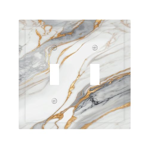 White Gray Gold Marble Light Switch Cover Decorative Wall Plate - color: 2 Gang Double Toggle