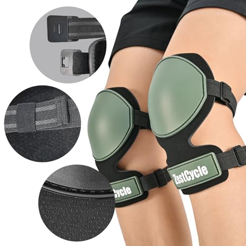 Tactical Knee Pads for Work, Hunting, Construction, Gardening, Paintball w/Foam Padding, Hard Shell & Adjustable Straps (Green) - color: Green