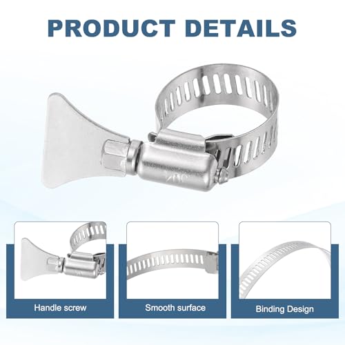 HARFINGTON 4pcs Hose Clamps 3.6"-4.5" (91-114mm) Adjustable 304 Stainless Steel Worm Gear Hose Clamps Assortment Kit for Plumbing Dryer Vent Automotive Dust Collector - size: 91-114mm