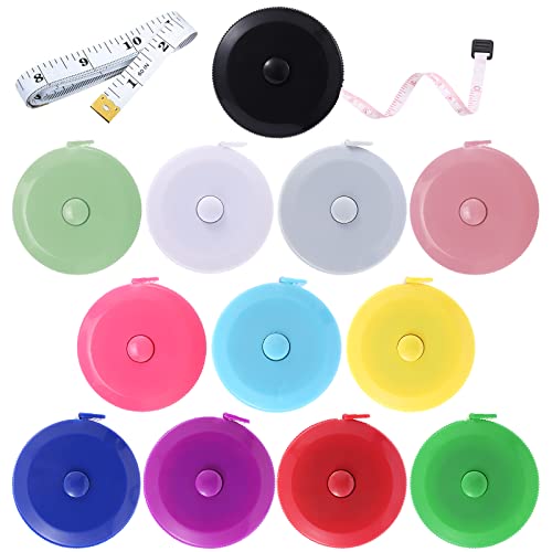 Tape Measure Body Measuring Tape, Retractable 60 Inch Soft Mini Measuring Tape, Small Sewing Fabric Tape Ruler for Cloth Waist Medical Nursing Craft(12 Pack) - color: 12 Colors Package