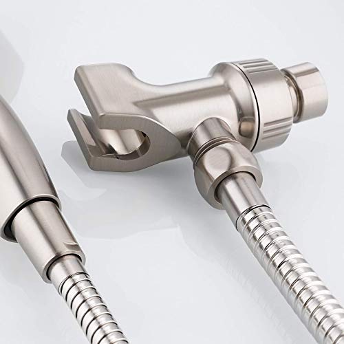 Universal Shower Head Holder for Handheld Shower Head, Adjustable Shower Arm Mount Bracket with Brass Swivel Ball, Shower Head Support - Brushed Nickel - color: Brushed Nickel