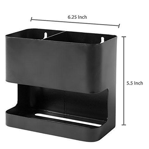 MyGift 2 Slot Hair Tools Organizer, Black Metal Wall Mounted Holder - color: Black, size: 2 Slots
