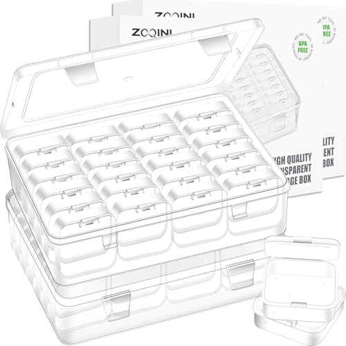Bead Organizer Box, 56Pcs Small Clear Plastic Storage Containers, 2 Large Craft Organizer Boxes, 2 Sheets Label, Mini Parts Storage Solution for Beading Jewelry Making Diamond Arts Screws Seeds - size: 2 Pack - 56 Pcs (2.16" x 2.16" x 0.78")
