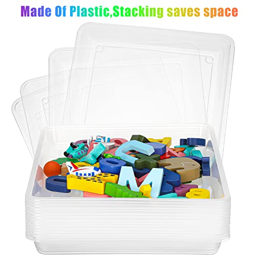 Maitys 15 Pack Plastic Art Trays 12 x 16 Inch Sensory Trays, Clear - color: Clear