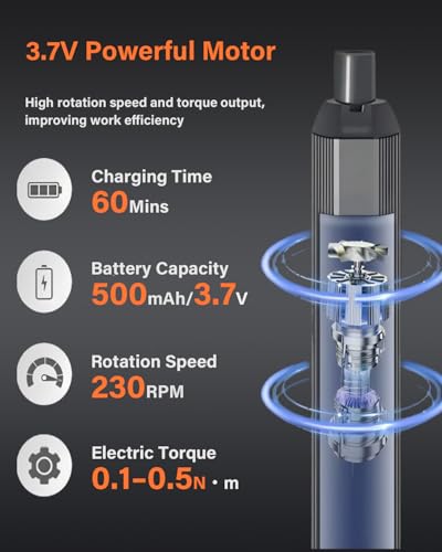 3.7v Mini Electric Screwdriver Set, Precision Screwdriver Set with 5 Torque Settings, LED Light, Magnetic Storage, Magnetizer, Repair Tool Kit for Electronics Phone Camera Laptop Watch - style: Electronic