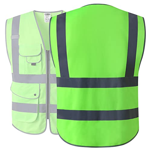 JKSafety Safety Vest for Men Women Reflective Hi Vis JK150 Green M - color: Green, size: Medium