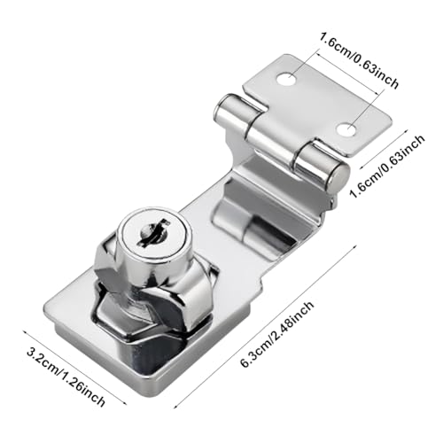 Keyed Hasp Locks,2.5 Inch 90 Degrees Knob Keyed Locking Hasp with 2 Pcs Keys for Small Doors Drawer and Cabinets Suitcase Furniture Hardware Door