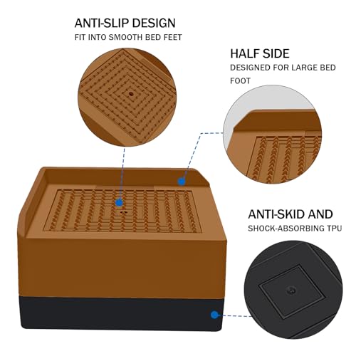 ANNKUT Bed Furniture Risers 1.5 inch, Square Adjustable Risers Blocks for Bed Sofa Table and Couch Lifting，Heavy Duty Support Up to 1,300 Lbs (4 Pack-Brown) - color: 1.5 Inch-brown(square)