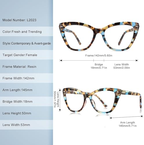 3 Pack Oversized Reading Glasses for Women with Spring Hinge - color: 3 Pack Mix C3*
