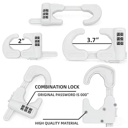 4 Pack Cabinet Locks with Combination Baby Proof Cabinet Door Lock Multifunctional Adjustable Child Safety Lock Knobs Door Lock for Knob Handle (White) - color: White