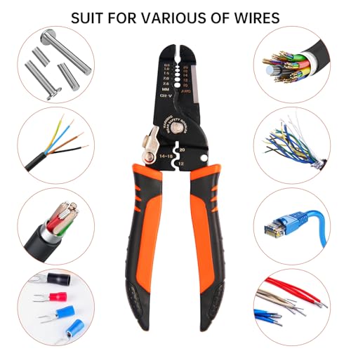 Wire Stripper, 3-rd Generation Wire Strippers or Crimping Tool, 5-IN-1 Wire Crimper or Cutter, 10-20 AWG Electric Wire, Multi-Function Hand Tools