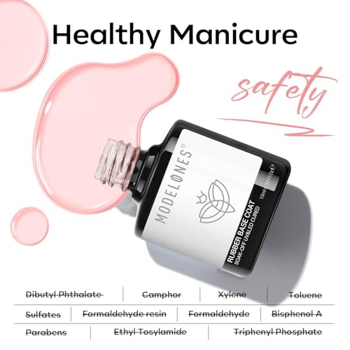 modelones Builder Rubber Gel Base Coat for Nails, Jelly Pink Rubber Base Gel Nail Polish for Strengthen Apex Building Extension Protect Weak Nails Long Last U V Manicure Gift for Women - color: Rubber Base Coat Bubble Pink