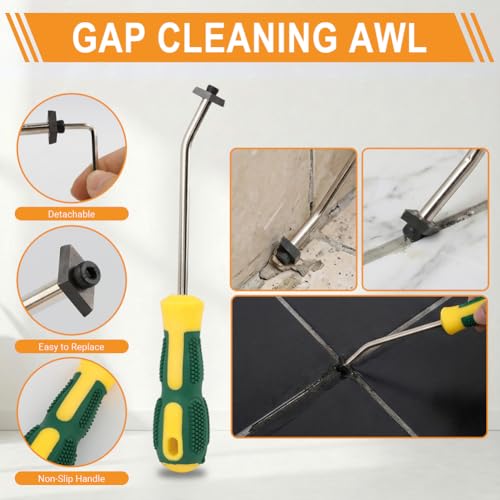 43 Pack Grout Removal Tool Kit, Tile Grout Cleaning & Caulk Remover Set with Scrapers, Saws, Blades & Gloves, Ergonomic Floor Tile Cleaning Tools for Bathroom, Kitchen, Shower